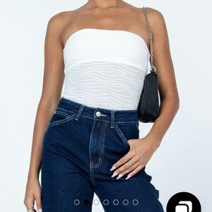 Princess Polly Makena White Ruffle Strapless Bodysuit US size 2 petite